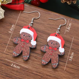 Niedliche Weihnachts-Lebkuchenmann Holz Ohrringe, festliche Feiertag Party Schmuck Geschenke.