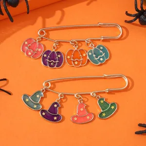 Halloween Broche Legering Geest Gezicht Pompoen Heksenhoed Glitter Schattige Badge Pin Feestelijke Party Accessoires Sieraden Cadeau