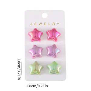 Süße pastellfarbene Acryl schimmernde Stern Ohrringe Set Mode geometrische Ohr Accessoires