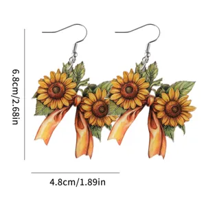 Sunflower bow acrylic dangle earrings for women fashion drop earrings jewelry gift