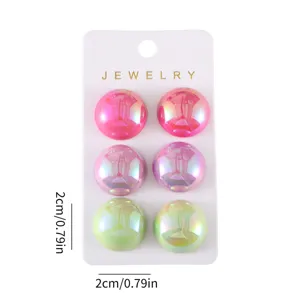 Niedliche schillernde Acryl runde Kuppel Ohrringe Set, lebendiger geometrischer Schmuck Alltag.