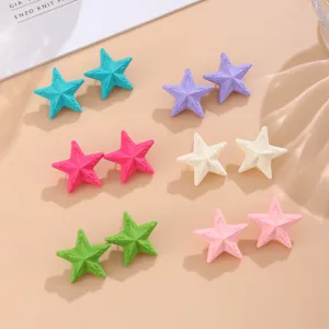 Matte Dreidimensionale Gewebte Geometrische Acryl Ohrstecker Mode Süßigkeiten Farbe Gitter Textur Herz Stern Ohrringe Schmuck