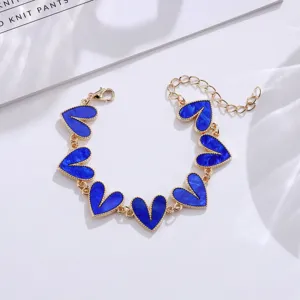 Blaues Herz Charm Armband, schicke Goldlegierung Kette mit bunten Öltropfen Details.