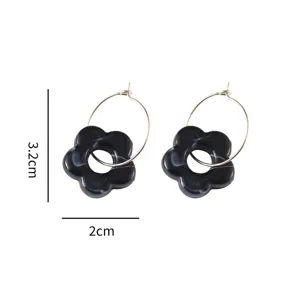 Schwarze Acryl Blumen Ohrringe süß minimalistischer Stil Damen Schmuck Accessoires 3cm