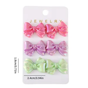 Akryl Schleife Ohrringe Set Süße Bunte Ohrstecker Modeschmuck Geschenk für Frauen Mädchen