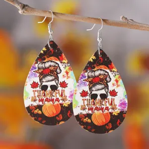 Herbst Erntedank Tropfen Leder Ohrringe Dankbare Mama Kürbis Ahornblatt Schmuck