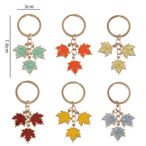 Farbenfroher Ahornblatt Emaillierter Schlüsselanhänger Herbst Mode Taschenanhänger Geschenk