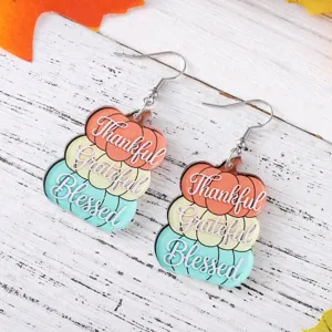 Pendientes colgantes de acrílico de calabaza apilada de Acción de Gracias, regalo.