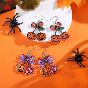 Halloween gotische Schleife Kürbis Kirsche Ohrringe süße Acryl Schmuck Geschenke