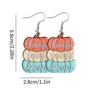 Pendientes colgantes de acrílico con calabazas apiladas para Acción de Gracias y fiestas.