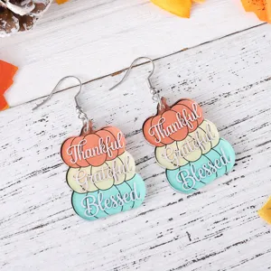 Pendientes colgantes calabaza apilada acrílico Acción de Gracias regalo joyería otoño mujer