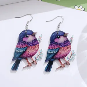 Colorful acrylic bird drop earrings for women cute animal dangle earrings summer jewelry