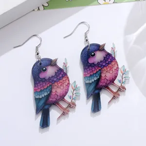 Colorful acrylic bird earrings cute hummingbird drop dangle earrings spring summer jewelry
