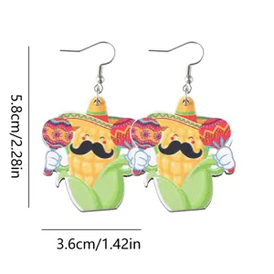 Mexikanischer Sombrero Mais Holz Ohrringe doppelseitig niedliche Cartoon Party Geschenke