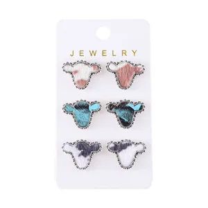 Kuhkopf Ohrringe Set, niedliche Bauernhof Stil Tier Metall Ohrschmuck für Damen und Mädchen.