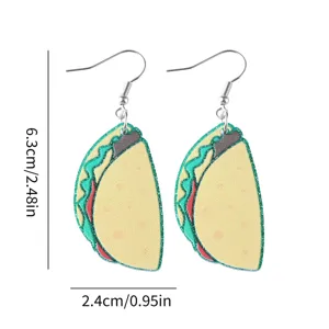 Acryl Taco Hängeohrringe Lustige Lebensmittel Ohrringe Neuheit Schmuck für Damen