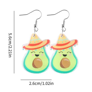 Niedliche Acryl Avocado Sombrero Ohrringe, lustiger mexikanischer Party Ohrschmuck für Damen.