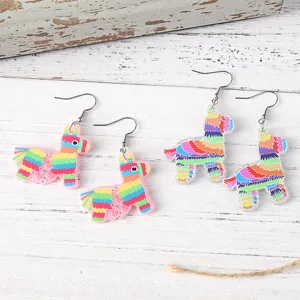 Bunte Piñata Acryl Ohrringe, lustige farbenfrohe Party Statement Ohrhänger für Damen.