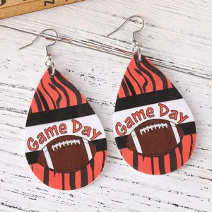Football Game Day Tropfen Leder Ohrringe stilvolle doppelseitige Sport Ohrschmuck