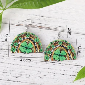 St. Patrick's Tag Holz Regenbogen vierblättriges Kleeblatt Ohrringe Mode Schmuck.