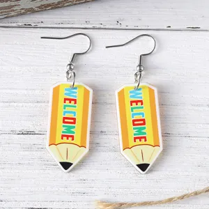 Pendientes colgantes de acrilico lapiz vuelta a la cole papeleria regalo bonito mujer
