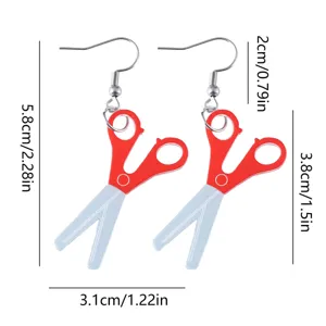 Pendientes colgantes de tijera acrílica para regreso a clases regalos de joyería novedad