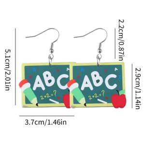 Vuelta a la clase acrílico pizarra lápiz ABC pendientes colgantes bonitos de regalo