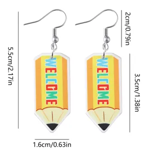 Pendientes colgantes lapiz acrilico escuela bonita moda joyas mujer regalo nuevo