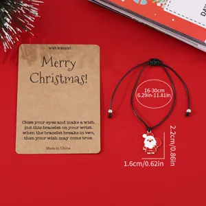 Weihnachts Wunscharmband mit süßem Weihnachtsmann Anhänger und Kraftpapier Karte schwarz