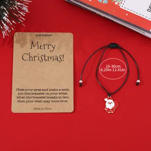 Weihnachts Wunscharmband mit Weihnachtsmann Anhänger verstellbare Kordel für Damen.