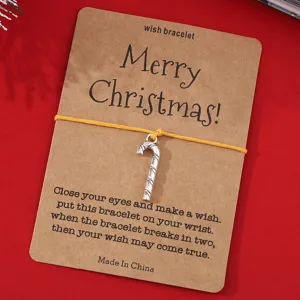 Weihnachtswunscharmband mit Zuckerstangen-Anhänger auf Kraftpapierkarte, tolles Festgeschenk.