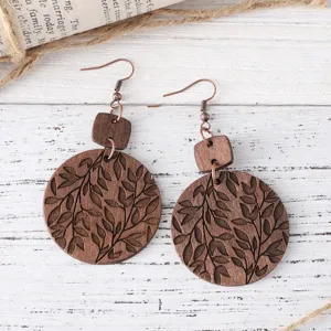 Pendientes colgantes de madera con hojas, joyas bohemias geométricas para regalos de mujer.
