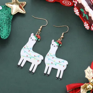 Pendientes colgantes de alpaca de Navidad, joyería bonita de acrílico para fiestas.
