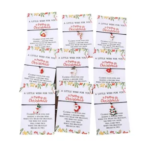 Conjunto de pulseras de deseos navideños colgantes de dibujos animados tarjetas