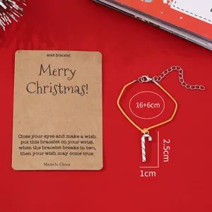 Weihnachten Wunschkarte Armband Minimalistisch Legierung Charm Geflochtene Kordel Handgemachtes Seil Armband Für Damen Kinder Schmuck