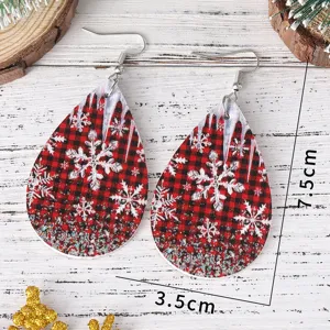 Stijlvolle kerst buffelruit sneeuwvlok druppel leer oorbellen feestelijke sieraden