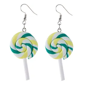 Cute handmade colorful lollipop dangle earrings with soft pottery material for women and girls.