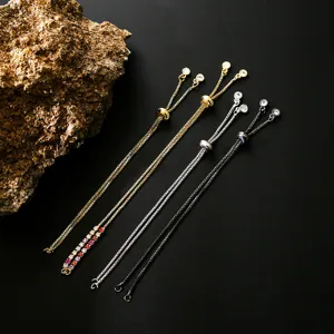 Adjustable slider tennis bracelet minimalist copper chain fashion jewelry detail view