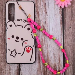 Correa de teléfono colorida de resina con linda funda de oso para mujeres accesorio de verano.