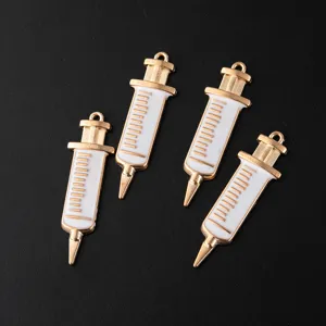 Alloy syringe pendant DIY necklace bracelet jewelry craft accessory creative charm