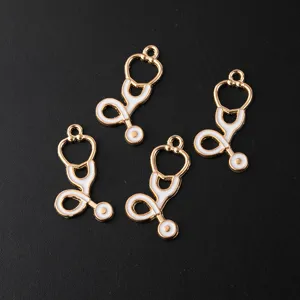 Stethoscope alloy enamel pendants DIY jewelry making charms for handmade necklaces