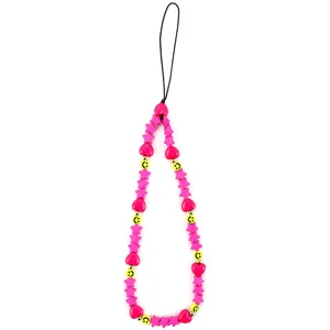 Colgante para teléfono de resina colorida con cuentas de estrella sonrisa y corazón.