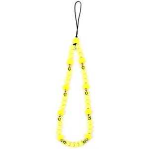 Cordón de teléfono de resina colorida estrella corazón, cadena móvil anti-pérdida linda.