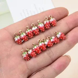 DIY breloques en alliage émaillé fraise dorée pour bracelets colliers de bijoux faits main