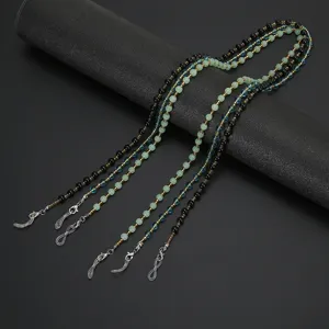 Cadena de Gafas de Cuentas de Vidrio de Moda para Mujer Correa de Gafas de Sol de Aleación Galvanizada Cordón de Máscara Multiusos Joyería