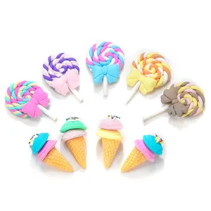 Ciondoli lecca-lecca e gelato in resina cabochon piatti per nail art fai da te e gioielli.