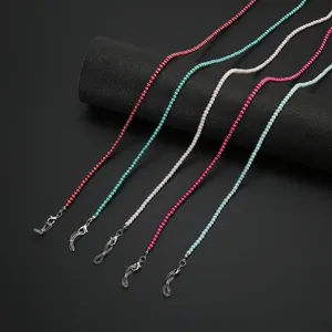 Cadena de gafas de cuentas de vidrio coloridas cordon anti-perdida para mascarilla de mujer