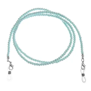 Cadena de gafas de cuentas de vidrio azul claro cordón mascarilla elegante anti-pérdida mujer.
