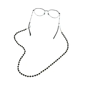 Cadena de cuentas para gafas mujer negro oro cordon de mascarilla antiperdida para sol