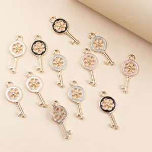 Alloy oil drop key charms set for DIY jewelry making necklace earrings bag decorative pendants